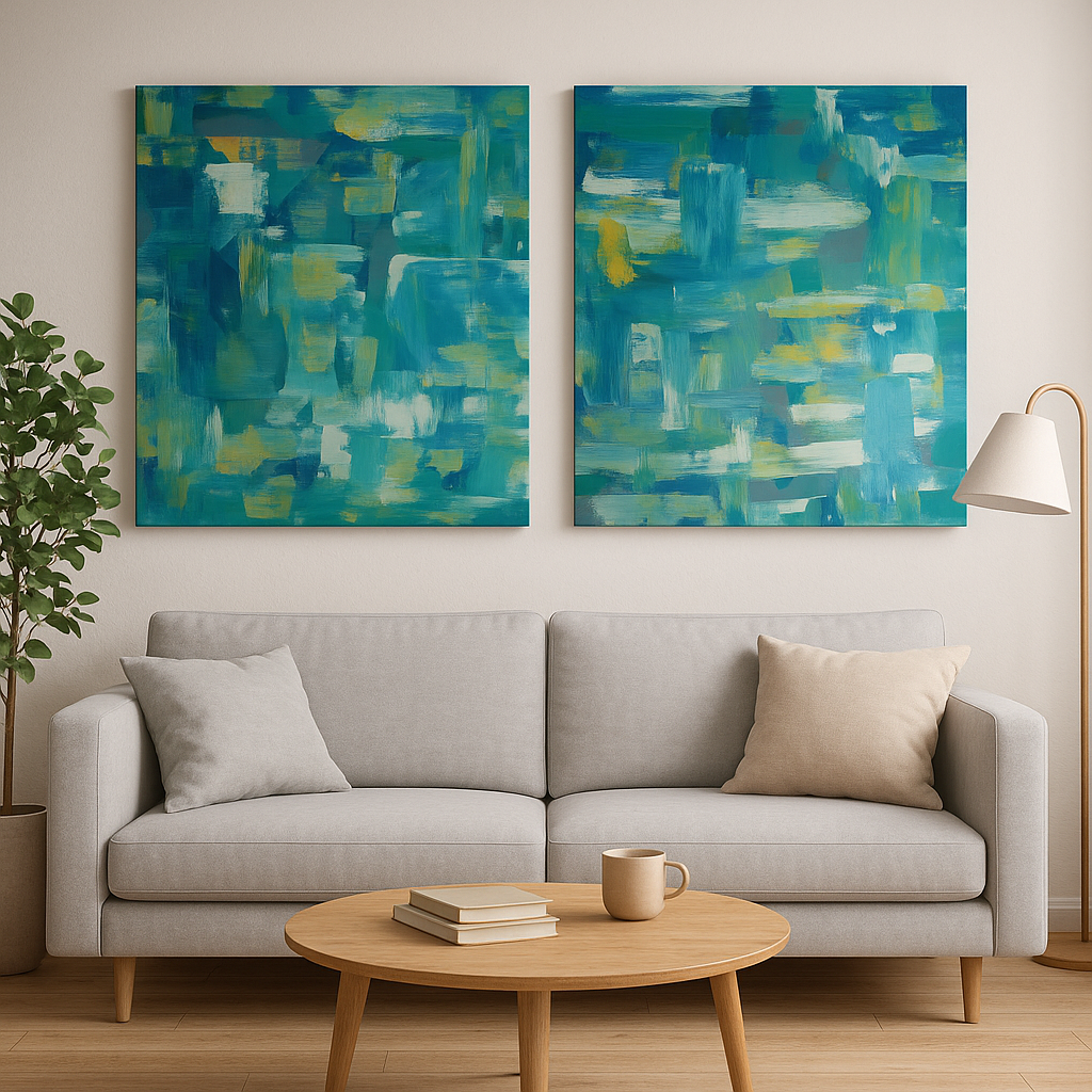 Leilão 4 - Conjunto de 2 Quadros Abstratos de Silvia Bernardini — 1